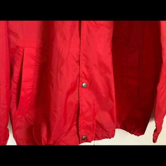 Five Four LA Jacket Men Medium Red Lightweight Elastic sleeve Stowaway Hood NWT - Picture 4 of 15